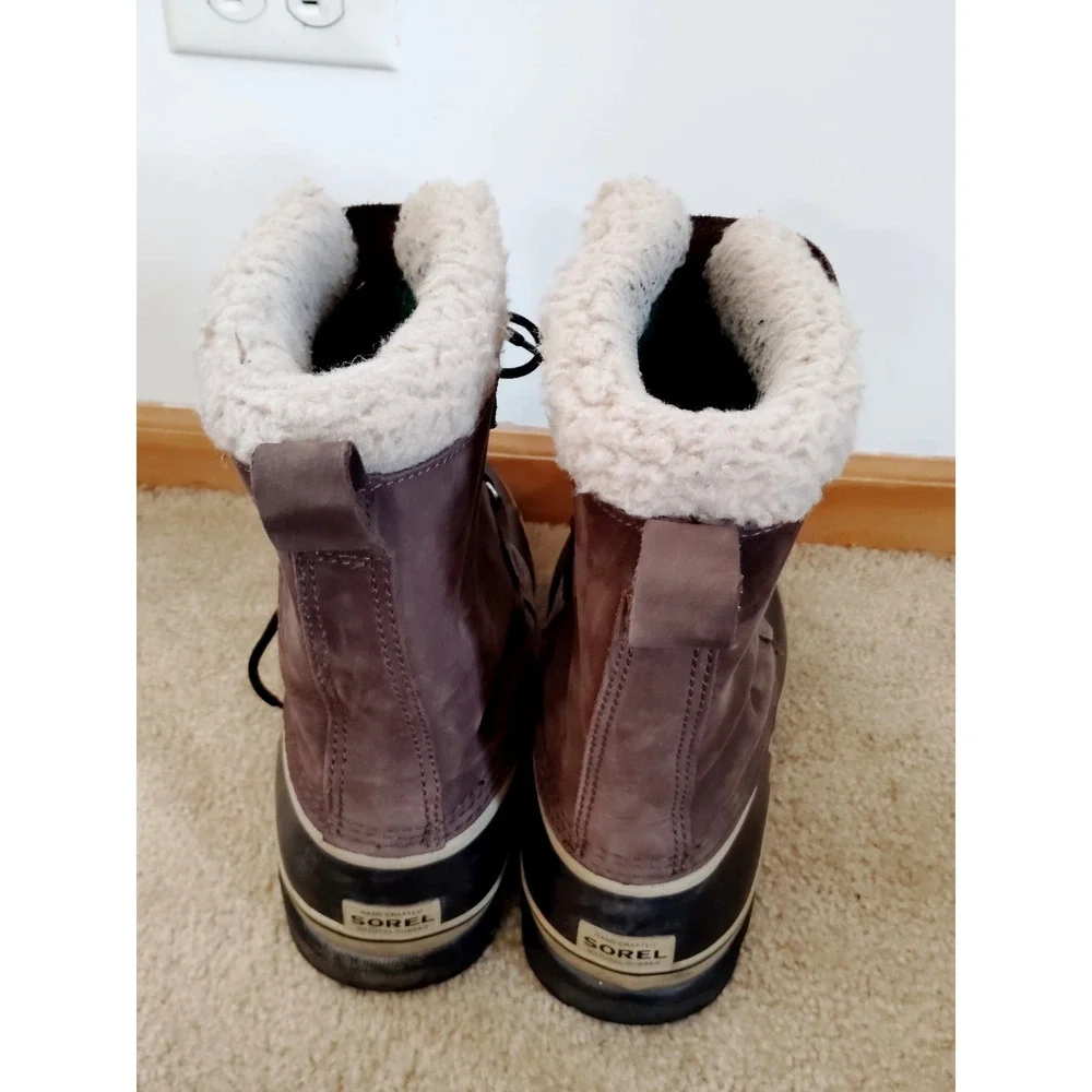 Sorel CARIBOU Men 11 Fleece Lined Waterproof Hiking Brown Leather Snow Barn Boot